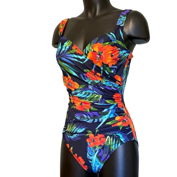 Miraclesuit Size 10 Midnight Samoan Sunset Sanibel One Piece Swimsuit Underwire - Picture 1 of 15